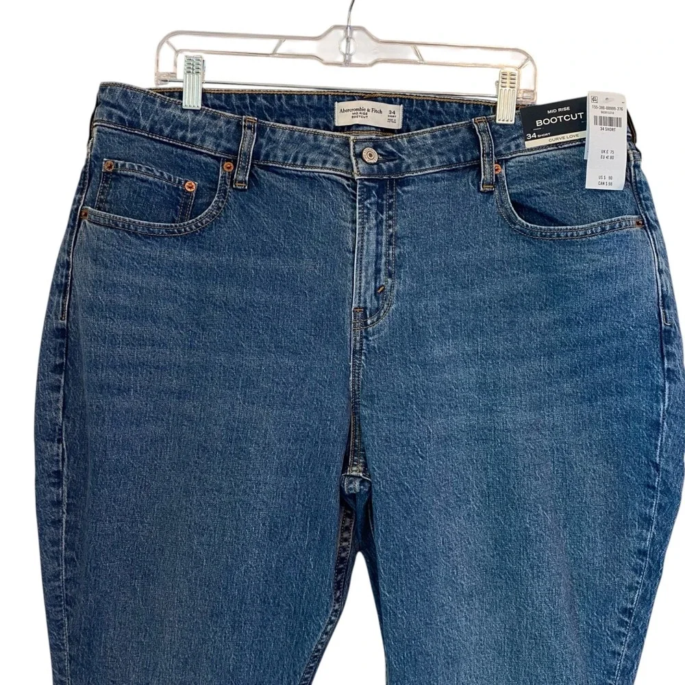 Abercrombie Fitch Curve Love Mid Rise Bootcut Jeans Women 34x30 Fit 36 Short NEW - Picture 8 of 14